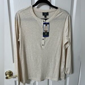 NWT G.H. Bass & Co. Beige Long Sleeve Henley Shirt